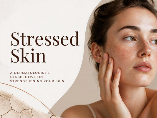Woman misting her face: skincare for stressed skin